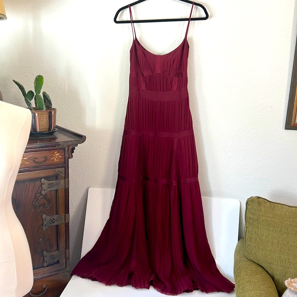 La Perla~ Gorgeous Cranberry Color~ Chiffon pleat Long Dress~ New with Tags s42